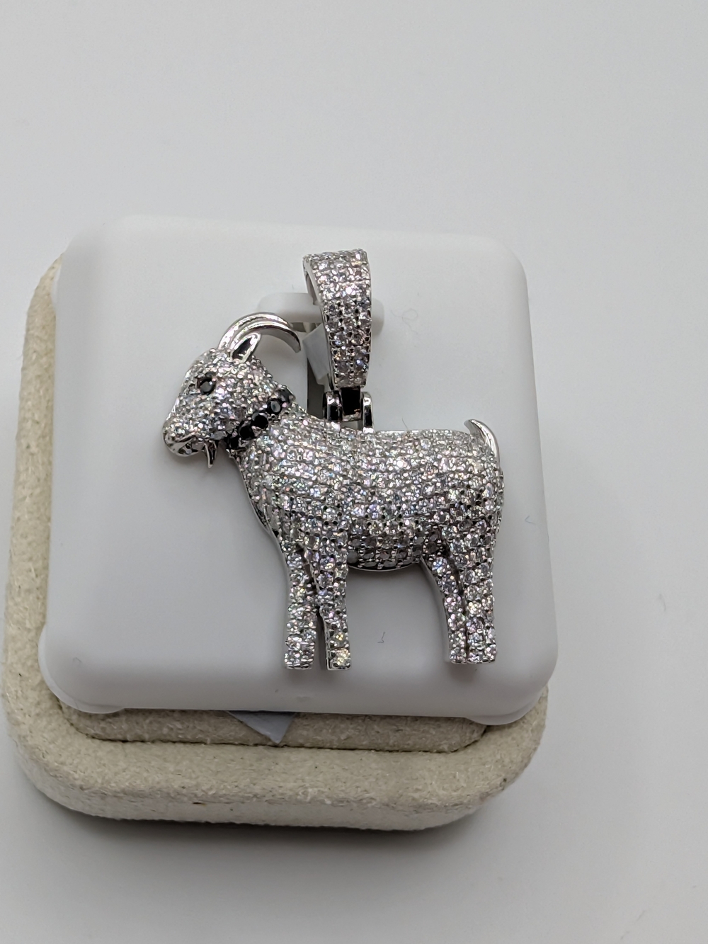 925 Sterling Silver Moissanite Goat Pendant 3.0 CTW Pave Charm